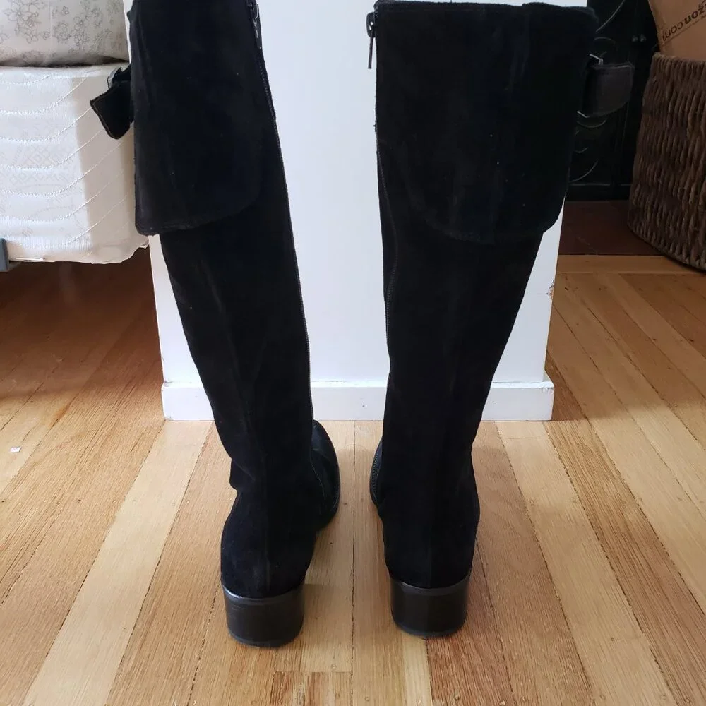 Barneys NY Women's Tall Black Suede Boots Buckle Size 7 - Picture 7 of 13
